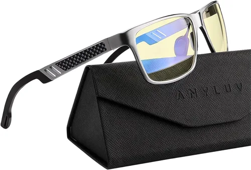 Vista 28 de ANYLUV Blue Light Blocking Glasses Men Computer Gaming Glasses Lightweight Al-Mg Metal Anti Eyestrain Eye Protection