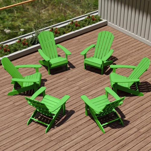 Vista 11 de YEFU Silla Adirondack de plástico resistente a la intemperie, sillas de patio con instalación fácil en 5 pasos, se ve exactamente como madera real