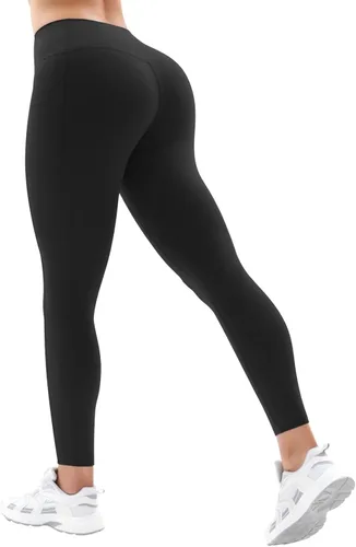 Vista 2 de Vertvie Leggings cruzados para mujer con bolsillos, suaves como la mantequilla, cintura alta, pantalones de yoga para entrenamiento