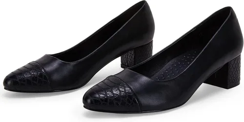 Vista 2 de Zapatos de vestir de mujer con punta cerrada de piel de serpiente, tacón bajo y grueso, para negocios, fiesta, oficina