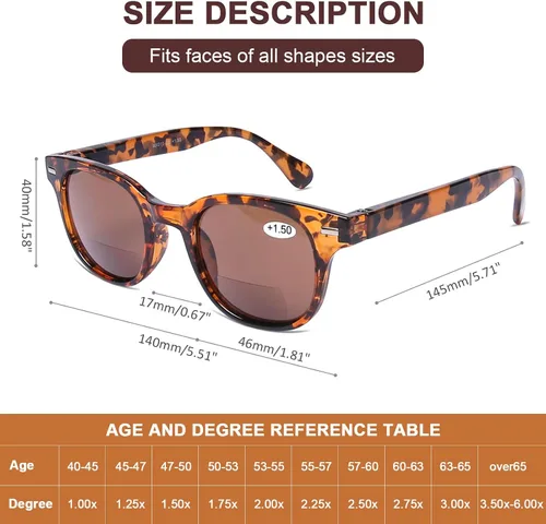 Vista 3 de AQWANO Lentes de lectura bifocales con estilo de moda, protección anti UV400, lectores de calidad ligera, bisagra de resorte bifocales, para hombres