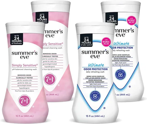 Vista 14 de Summer's Eve Lavado femenino sin fragancia para todo el cuerpo, gel corporal suave con pH balanceado para mujeres, elimina el olor vaginal, 15 onzas