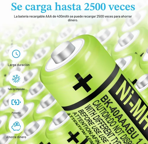 Vista 3 de Paquete de 4 baterías AAA recargables NI-MH para teléfonos
