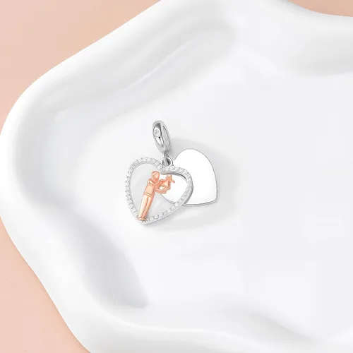 Vista 230 de PROESS Dije para padre, madre e hija, pulsera de plata de ley para pulseras, regalos de cumpleaños, día de San Valentín, para hija, madre, amante