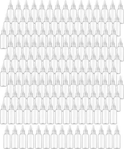 Vista 8 de MOUYAT 80 botellas de plástico de 4 onzas a granel con tapa superior giratoria, botellas de plástico transparente de 4.1 fl oz para condimentos