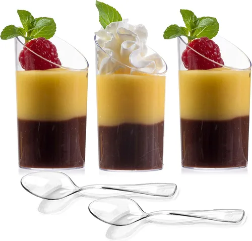 Vista 6 de Zappy taza de degustación/postre elegante, mini cilindro transparente 2.5 onzas, de plástico, Transparente