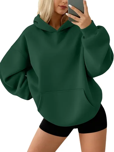 Vista 11 de AUTOMET Sudaderas con capucha de forro polar de gran tamaño para mujer, ropa de otoño Rosa