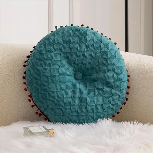 Vista 2 de Cojín redondo de bola redonda Almohada de sofá Cojín de piso (azul, 15.7in40cm)