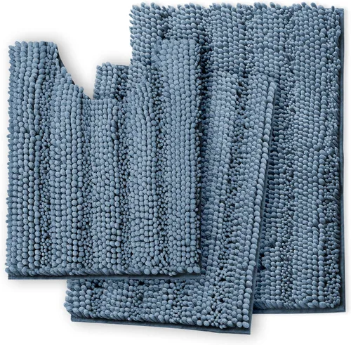 Vista 18 de Clara Clark Tapetes para baño de felpilla, tapetes de baño de felpa ultra suaves, lavables a máquina, con parte trasera antideslizante, 44 x 26 Negro