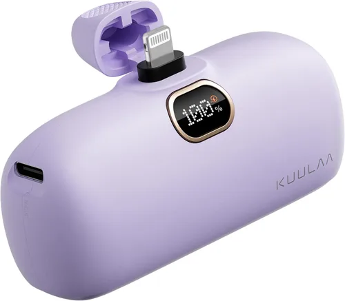 Vista 9 de Kuulaa Cargador portátil pequeño para iPhone con cable Lightning integrado de 5000 mAh, batería externa de carga rápida para iPhone 14/13/13