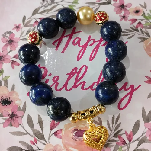 Vista 8 de Heavens Tvcz Lapislázuli - Pulsera de piedra preciosa azul natural de 0.559in para mujeres y hombres, joyería de chakra de piedra curativa