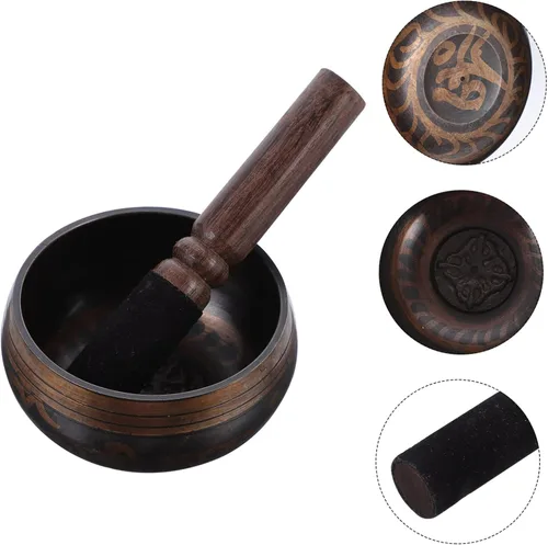 Vista 4 de SUPVOX 1 Unidades Buda Sound Bowl Budista Bowl Music Sound Bowl Alms Bowls Yoga Sets Crystal Sets Meditation Bowl Copper Singing Bowl Meditación