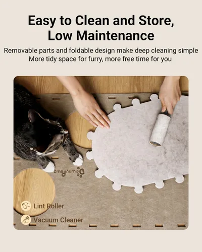 Vista 7 de DownyPaws Casa para gatos de interior, cueva plegable de 2 pisos, cama tipo túnel de fieltro para gatos, cubo, escondite para multicats, resistente