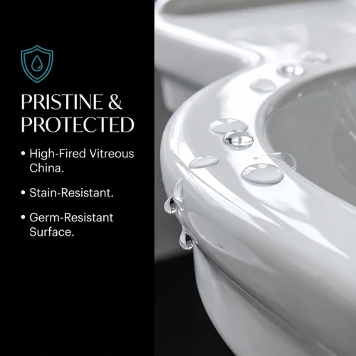 Vista 4 de Fine Fixtures Roosevelt Lavabo de Pedestal para Baño – Lavabo de Pedestal Pequeño de 18 Pulgadas, Cerámica Vítrea China Duradera con Orificio Único