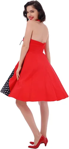 Vista 3 de Vestido de cosplay retro Rockabilly de los años 50 para mujer, vestido de cosplay floral halter Audrey Hepburn de los años 50 y 60