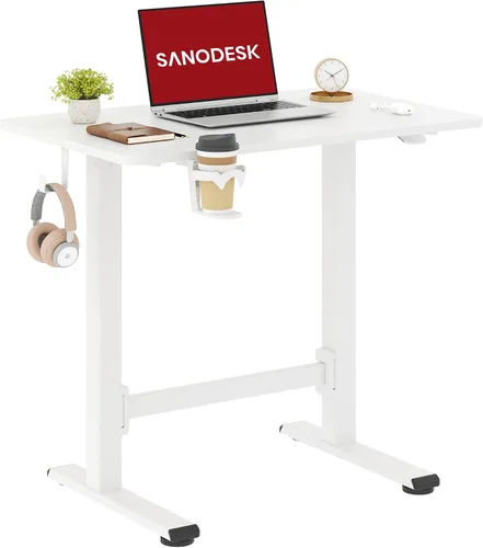 Vista 20 de SANODESK - Escritorio de pie móvil de una pieza con resorte de gas de 32 x 20 pulgadas