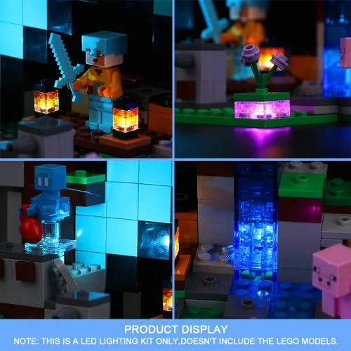 Vista 3 de Kit de luces VONADO compatible con Lego Minecraft La Fortaleza de la Espada 21244, iluminación DIY compatible con sets de Lego Minecraft 21244