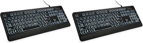 Vista 8 de KOPJIPPOM Teclado Retroiluminado de Letras Grandes, Teclado de Computadora con Cable USB, Teclado de Tamaño Completo con LED Blanco Iluminado