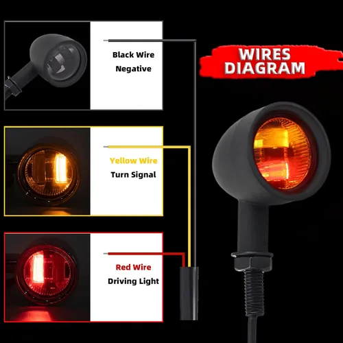 Vista 5 de FATECIM 2 luces LED de señal de giro para motocicleta, luces de conducción de alta resistencia, intermitentes traseros para Bobber Harley, Honda