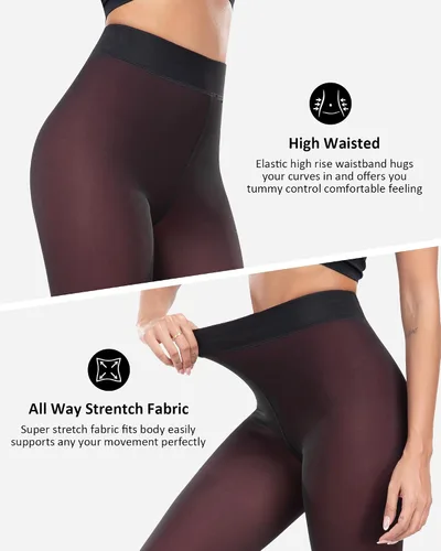 Vista 43 de NORMOV - Leggings con forro de vellón cálido para mujer, de invierno, mallas gruesas, de terciopelo, térmicas
