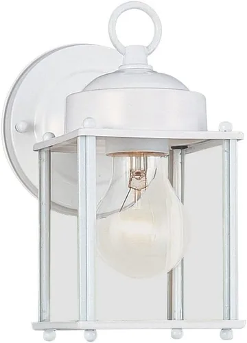 Vista 3 de Sea Gull Lighting 8592-15 - Farol de pared para exteriores con paneles de vidrio transparente, acabado blanco