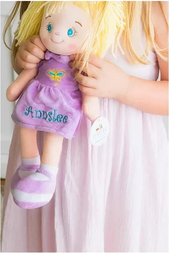 Vista 5 de DIBSIES - Muñeca abrazable con mariposa personalizada - 15 pulgadas (cabello negro)