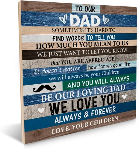 Vista 9 de Letrero de madera rústico con texto en inglés "Dad Gifts to My Dad", letrero de madera con frase "You're the Best Dad" ("You're the Best Dad")