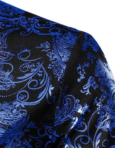 Vista 4 de ZEROYAA Camisa de vestir de lujo con estampado de cachemira dorado y elegante para hombre