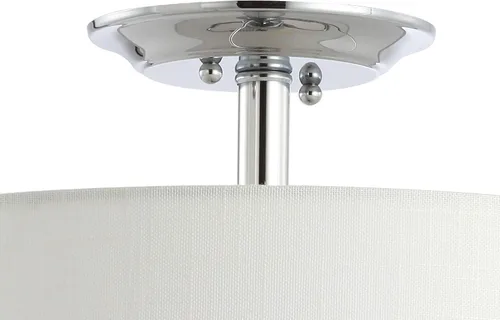 Vista 7 de JONATHAN Y Lámpara de techo semiempotrada con 2 luces LED cromada/blanca de 15 pulgadas, pantalla de tambor de lino blanco, accesorio de transición