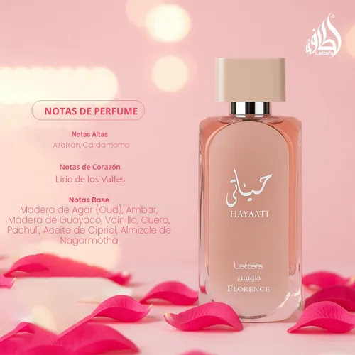 Vista 4 de Lattafa Hayaati Florence - Eau de Parfum en espray para mujer, 3.4 onzas