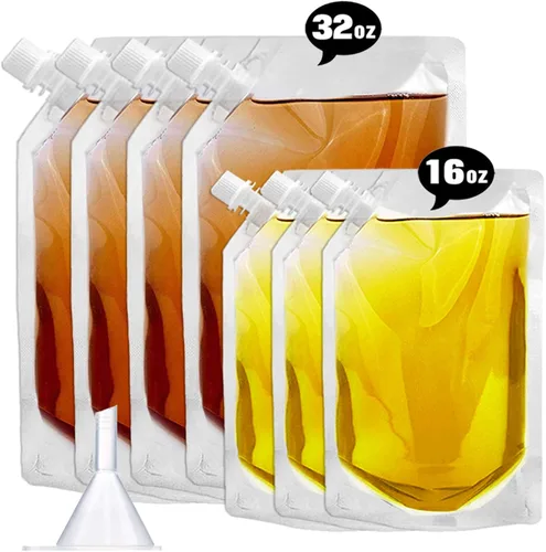 Vista 8 de Frascos de Plástico-Corredores de Ron Bolsas de Licor de Plástico para Colar Alcohol, A Prueba de Fugas, Sin BPA, Kit de Frasco de Viaje de Jugo