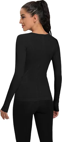 Vista 3 de 2 piezas de camisa de entrenamiento de manga corta para mujer, sin costuras, camisetas de entrenamiento, parte superior ajustada, deportiva, yoga