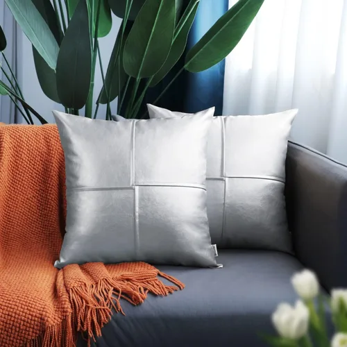 Vista 43 de BRAWARM Fundas de Almohada Decorativas de Cuero Sintético 12 X 20 Pulgadas, Fundas de Almohada Lumbar de Cuero Naranja Paquete de 2, Almohadas
