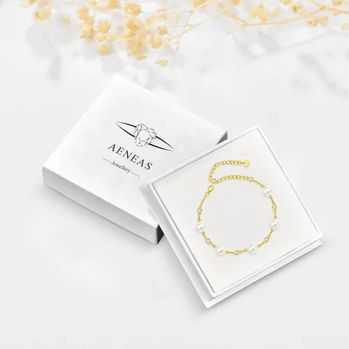 Vista 7 de AENEAS Pearl Bracelet S925 Sterling Silver Pearl Bracelets for Women Pearl Jewelry Gifts for Women Girls with Gift Box
