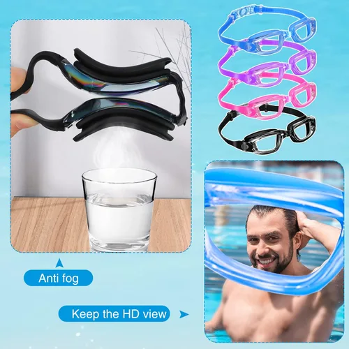 Vista 4 de Fabbay 8 gafas de natación sin fugas para niños y adultos, protección UV, gafas de natación impermeables con clip para la nariz