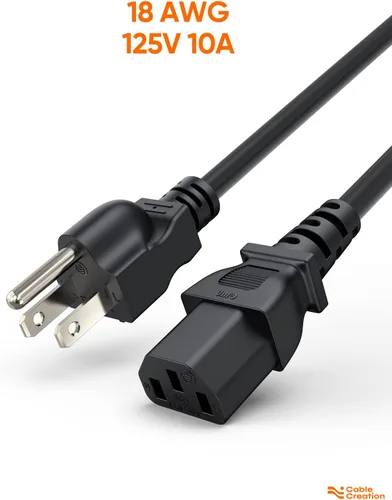 Vista 5 de CableCreation Paquete de 2 cables de alimentación universales NEMA 5-15P a IEC 320 C13 de 1 pie Cable adaptador de alimentación para computadora