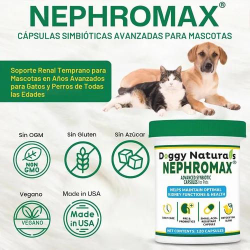 Vista 6 de NEPHROMAX™ Cápsulas Synbiotic para soporte renal para perros y gatos – 36 mil millones de CFU avanzada de próxima generación de mezcla