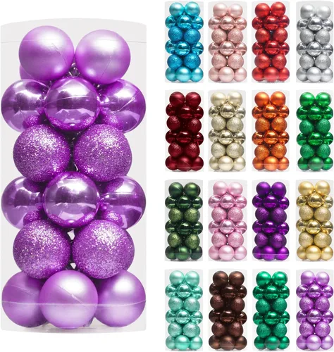 Vista 22 de XmasExp Juego de 24 mini esferas de Navidad inastillables para bolas de árbol de Navidad, 1.18 pulgadas (negro)