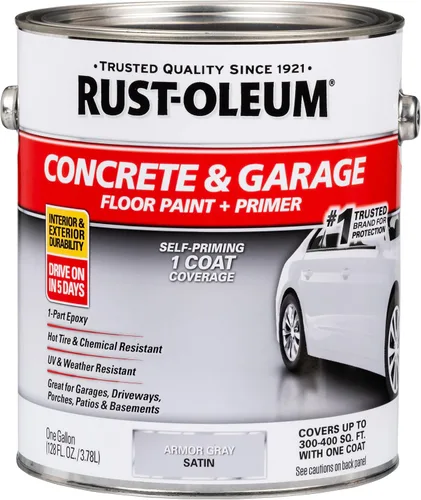 Vista 12 de Rust-Oleum 225359-2PK - Pintura e imprimación para pisos de concreto y garaje, galón, gris armadura satinada, paquete de 2