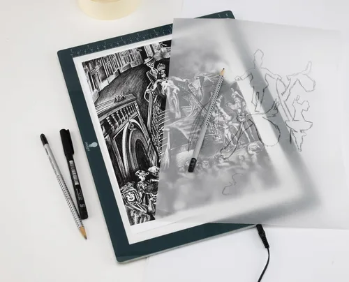 Vista 5 de Almohadilla de luz LED A4 ultrafina para trazado y dibujo, brillo regulable con función de memoria, ideal para artistas, diseñadores y artesanos