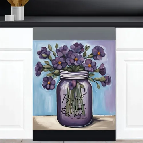 Vista 19 de Calcomanía magnética de vinilo para lavavajillas con diseño de florero de granja rústica, diseño floral para decoración del hogar, cubierta