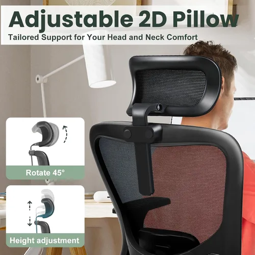 Vista 4 de Silla de oficina de respaldo alto con soporte lumbar, silla de escritorio Negro