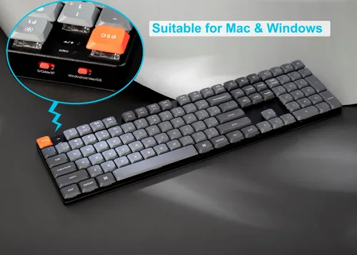 Vista 3 de Keychron Teclado mecánico inalámbrico ultra delgado K5 Max, QMK/VIA programable de 3 modos Bluetooth/2.4 GHz/cableado con retroiluminación RGB
