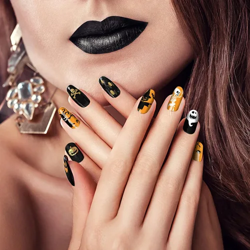 Vista 5 de TailaiMei 10 hojas de calcomanías de Halloween para uñas, tiras de esmalte de uñas, autoadhesivas, envolturas completas con 2 limas de uñas