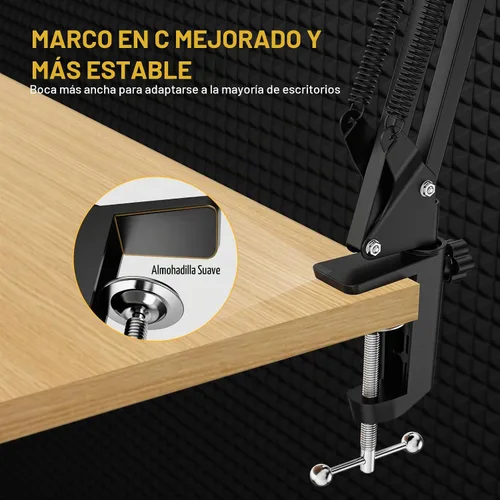 Vista 7 de MAONO Brazo articulado para micrófono: Brazo de micrófono de suspensión metálica ajustable para podcast, juegos, transmisión, grabación