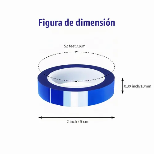 Vista 2 de MEBMIK 2 rollos de 10 mm x 16 m (52 pies) Cinta térmica azul de alta temperatura, cinta resistente al calor, cinta de transferencia de calor