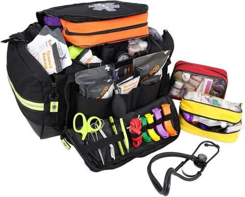 Vista 2 de Lightning X Bolsa modular X-grande de primeros auxilios EMT Medic para trauma con suministros de kit de primeros auxilios de emergencia (Negro)