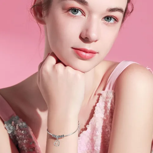 Vista 49 de PROESS Dije para padre, madre e hija, pulsera de plata de ley para pulseras, regalos de cumpleaños, día de San Valentín, para hija, madre, amante