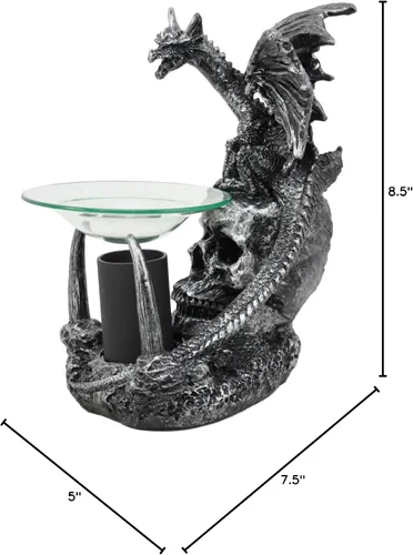Vista 9 de Ebros - Osario gótico de dientes de sable, calavera, cementerio, dragón, quemador de aceite eléctrico o calentador de tartas, estatua decorativa