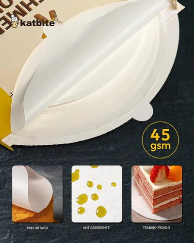 Vista 2 de Katbite - Rondas de papel pergamino de servicio pesado de 4 pulgadas, 200 piezas de rondas de papel pergamino para masas, uso para hornear pequeños